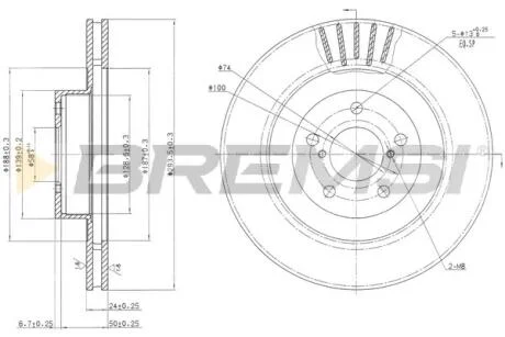 Гальмівний диск BRZ/Forester/Impreza/Legacy/Outback (09-21) BREMSI CD7175V