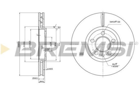 Тормозной диск перед. Golf IV/Polo/Octavia/Fabia 97- (288x25) BREMSI CD7221V