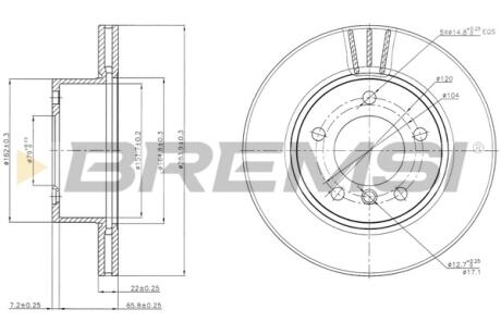 Гальмівний диск пер. F20/F21/F22 11- BREMSI CD7228V