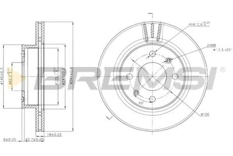 Гальмівний диск перед. i10/Picanto (04-21) BREMSI CD7268V