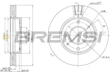 Гальмівний диск перед. Cerato/Elantra/Lantra/Matrix (00-21) BREMSI CD7270V