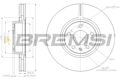 Гальмівний диск перед. Audi A6 04-/A8 03- (321x30) BREMSI CD7277V