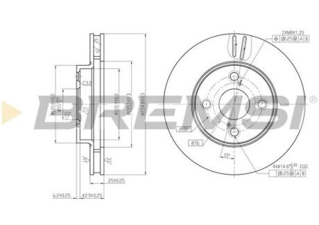 Гальмівний диск пер. Corolla/RunX/Prius 00-13 BREMSI CD7294V