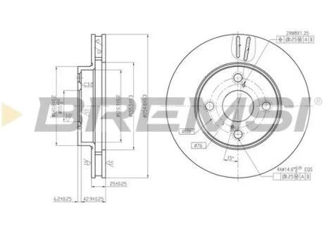 Гальмівний диск пер. Corolla/RunX/Prius 00-13 BREMSI CD7294V