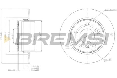 Гальмівний диск зад. BMW 1 (E81/E87) 1.6-2.0 04-11 (280x10mm) BREMSI CD7303S