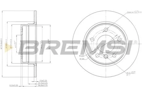Гальмівний диск зад. BMW 1 (E81/E87) 1.6-2.0 04-11 (280x10mm) BREMSI CD7303S