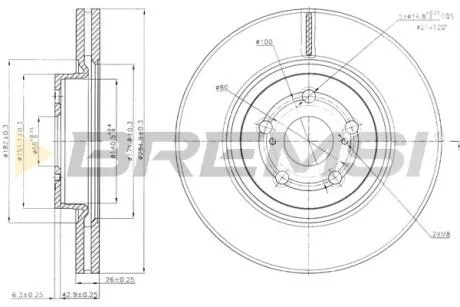 Гальмівний диск перед. Avensis T25 04- BREMSI CD7315V