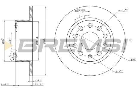 Гальмівний диск зад. Skoda Octavia III Combi 12-20 BREMSI CD7334S