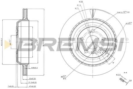 Гальмівний диск зад. MB M-CLASS W164 05-12 BREMSI CD7531V