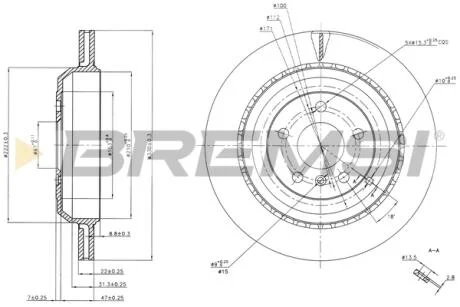 Гальмівний диск зад. MB M-CLASS W164 05-12 BREMSI CD7531V