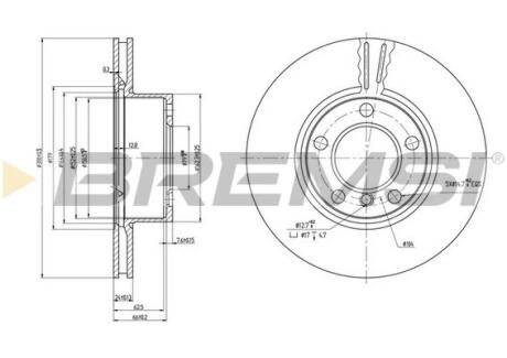 Гальмівний диск пер. BMW E90/E87/E81 04- 300мм BREMSI CD7536V