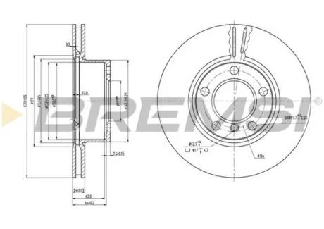 Гальмівний диск пер. BMW E90/E87/E81 04- 300мм BREMSI CD7536V