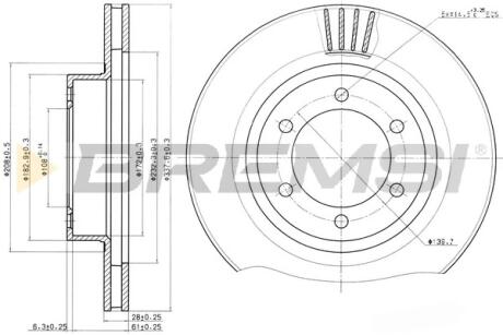 Гальмівний диск перед. Land Cruiser Prado/Lexus GX 01-09 (338x28) BREMSI CD7594V