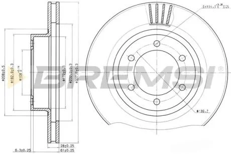 Гальмівний диск перед. Land Cruiser Prado/Lexus GX 01-09 (338x28) BREMSI CD7594V