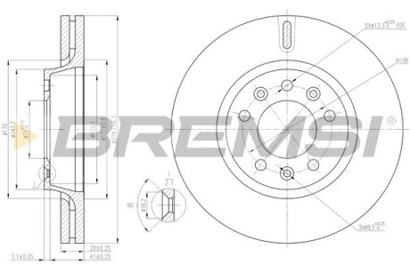 Тормозной диск перед. Scudo/Jumpy/Expert 1.6HDi 07- (280x28) BREMSI CD7601V