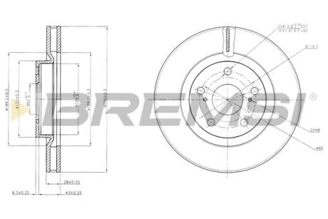 Гальмівний диск перед. Camry V4/V5/RAV4 III/IV/Auris 06- (296x28) BREMSI CD7646V