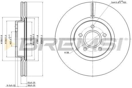 Гальмівний диск пер. Focus/Connect/Kuga/Tourneo/Transit/V40 (05-22) BREMSI CD7649V