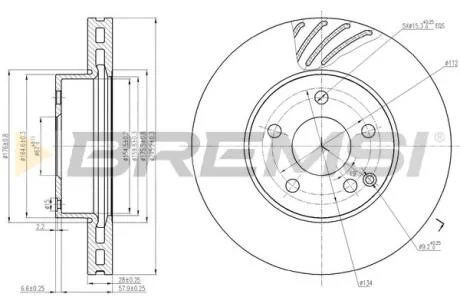 Гальмівний диск перед. MB W204/W212 07- (295.28x28) BREMSI CD7690V