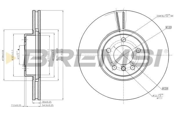Гальмівний диск перед. BMW X5 (E70/F15/F85) / X6 (E71-72/F16/F86) 07- (348x30) BREMSI CD7713V (фото 1)