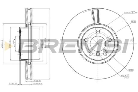 Гальмівний диск перед. BMW X5 (E70/F15/F85) / X6 (E71-72/F16/F86) 07- (348x30) BREMSI CD7713V