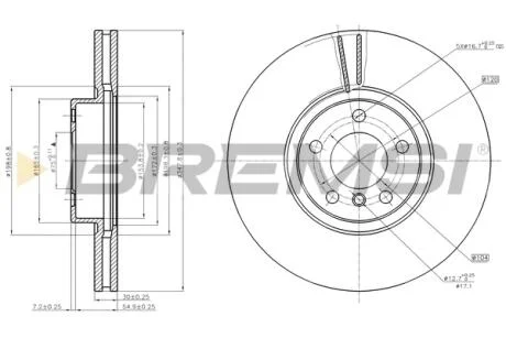 Гальмівний диск перед. BMW X5 (E70/F15/F85) / X6 (E71-72/F16/F86) 07- (348x30) BREMSI CD7713V