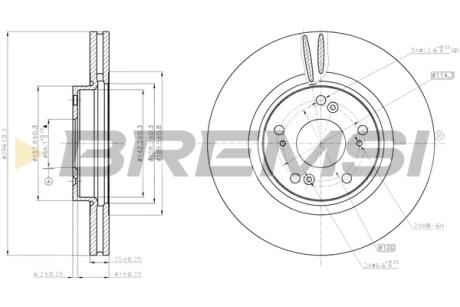 Гальмівний диск перед. ACCORD VIII/INSIGNIA A 2.0-2.4 08- (296x25mm) BREMSI CD7775V