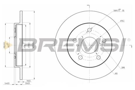Гальмівний диск зад. Auris/Corolla 06- (259x9) BREMSI CD7788S