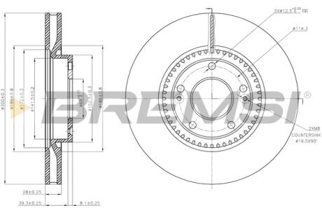 Гальмівний диск перед. Hyundai I30 /Kia Cee\'D/ Cerato III 1.4-2.6 11 - (300x28) BREMSI CD7795V