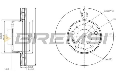 Тормозной диск перед. Ducato/Boxer (1-1.5t) 06- (вент.)(280x28) BREMSI CD7800V