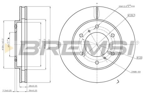 Гальмівний диск перед. L200/Pajero Sport 05- 2.4-3.5 BREMSI CD7818V