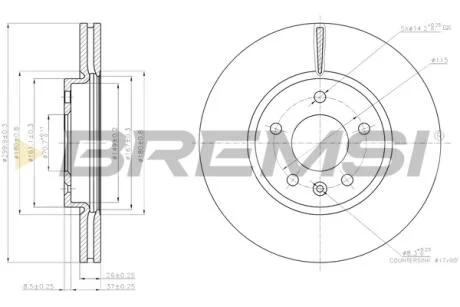 Гальмівний диск пер. Zafira/Ampera/Zafira/Astra/Orlando/Cruze/Volt 09- BREMSI CD7870V