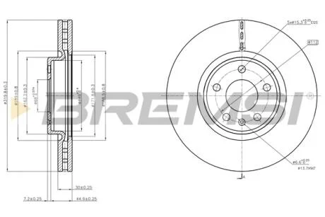 Гальмівний диск пер. Q5/A4/A6/A6/A7/A5/Q5/A4 08- BREMSI CD7996V