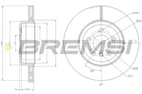 Гальмівний диск зад. BMW 5 (F10/F07)/6 (F06/F12/F13)/7 (F01/F02/F03/F04) 3.0-4.4 08-18 (345x24mm) BREMSI CD8037V