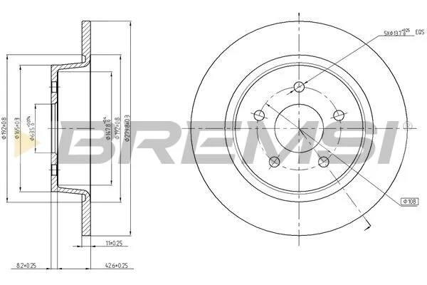 Гальмівний диск зад. Transit Connect/Kuga/C-max 10- 1.0-2.0 BREMSI CD8058S (фото 1)