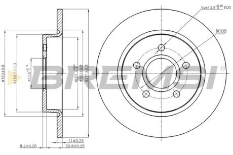 Гальмівний диск задн. Focus 1.0-2.0 EcoBoost/TDCi 14-21 BREMSI CD8061S