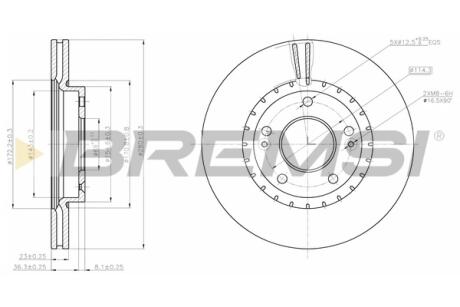Гальмівний диск перед. Ceed/Elantra/Proceed (11-21) BREMSI CD8187V