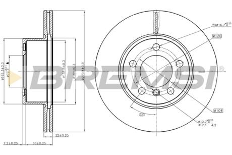 Гальмівний диск пер. F20/F30/F36 12- BREMSI CD8195V