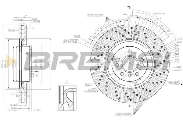 Гальмівний диск пер. MB M-CLASS W166 11-15 BREMSI CD8202V (фото 1)