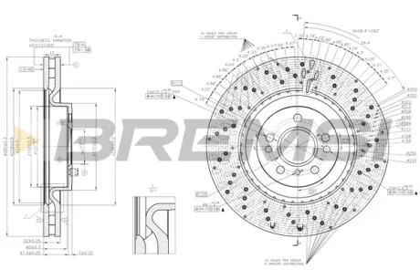 Гальмівний диск пер. MB M-CLASS W166 11-15 BREMSI CD8202V