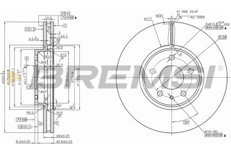Гальмівний диск перед. Ford Mondeo V 14- (300x28) BREMSI CD8337V