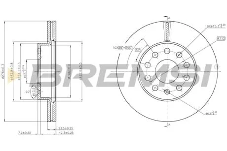 Гальмівний диск перед. VW Golf VII 12- (276x24) BREMSI CD8400V