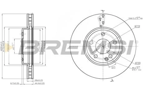 Гальмівний диск перед. MB A-Class/B-Class 11- BREMSI CD8460V
