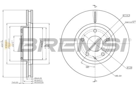 Гальмівний диск пер. CX-5/6 12 BREMSI CD8463V