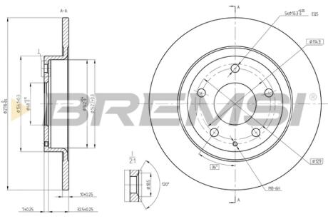Гальмівний диск зад. Mazda 6 12- BREMSI CD8477S