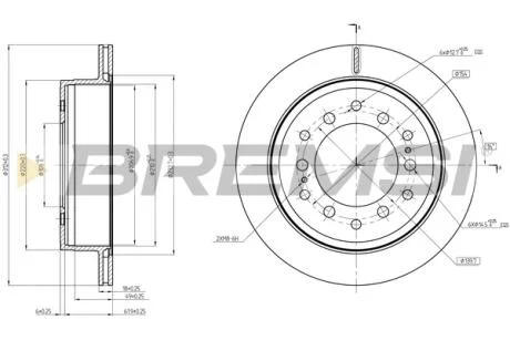 Гальмівний диск зад. Cruiser 300/80/90/Prado/Lexus GX 01-10 3.0-4.7 BREMSI CD8505V