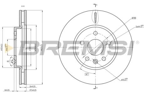 Гальмівний диск перед. Opel Astra K/ Ampera-E 15- BREMSI CD8685V