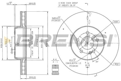 Гальмівний диск перед. MB E-class (W213)/GLC (X253/C253) 2.0-2.2 15-23 (342x32mm) BREMSI CD8713V