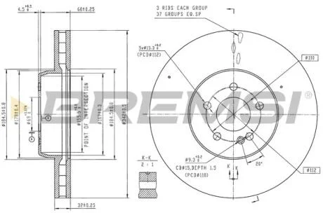 Гальмівний диск перед. MB E-class (W213)/GLC (X253/C253) 2.0-2.2 15-23 (342x32mm) BREMSI CD8713V