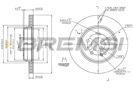 Гальмівний диск зад. MB C-CLASS W205 13- BREMSI CD8832V