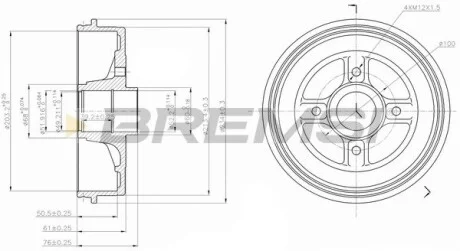 Тормозной барабан Logan/MCV/Clio II/Megane I 96- (без подшипника)) BREMSI CR5396